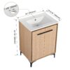 Modern 24" Bathroom Vanity Base With Basin And Storage Cabinet - Oak - Image 3
