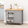 Contemporary Kitchen Cart With Wheels - Gray - Image 2