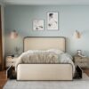 Modern Metal Bed Frame With Curved Upholstered Headboard And Footboard Bed With 4 Storage Drawers, Heavy Duty Metal Slats, King Size - Beige - Image 4