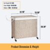 Laundry Hamper With Lid PE Rattan Powder Coating Frame Clothes Hampers With 2 Removable Bags, Wheels, 160L - Gray - Image 3
