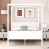 Queen Size Canopy Platform Bed With Headboard And Footboard, Slat Support Leg - White - Image 11
