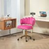 Velvet Home Office Desk Chair, Modern Cute Computer Chair, Wheels Swivel Height Adjustable Task Chair - Rose Red - Image 4