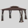13 0 Outdoor Patio Gazebo Canopy Tent With Ventilated Double Roof And Mosquito Net (Detachable Mesh Screen On All Sides) Suitable For Lawn Garden Backyard And Deck Top - Brown - Image 15