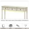 Console Table Sofa Table With Drawers For Entryway With Projecting Drawers And Long Shelf - Antique White - Image 6
