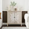 2 Door Carved Storage Cabinet With Adjustable Shelf, Accent Furniture For Living Room, Hallway, Kitchen - Natural - Image 3
