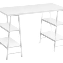 Computer Desk For Home Office, Laptop, Storage Shelves, Contemporary And Modern - White