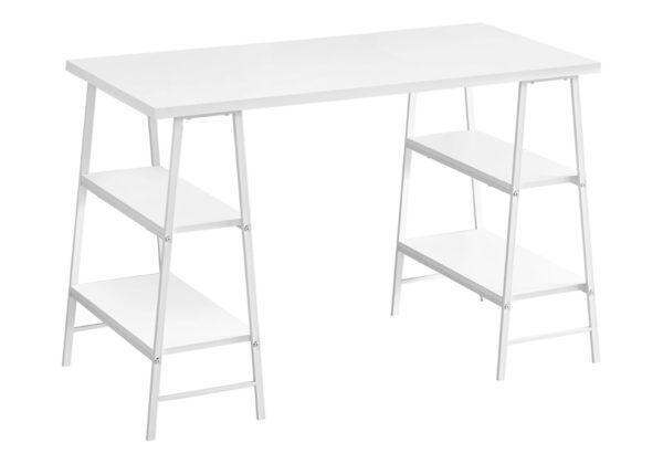 Computer Desk For Home Office, Laptop, Storage Shelves, Contemporary And Modern - White