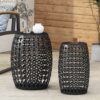 Modern Outdoor Metal End Table Set With Durable Iron Frame - Black - Image 5