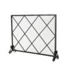 Minimalist Single Panel Iron Fireplace Screen With Diamond Design - Black - Image 7