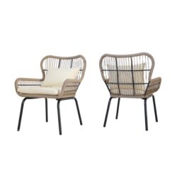 Contemporary Bohemian Southport - Club Chair With Water Resistant Cushions - Brown / Beige