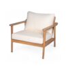 Mid Century Modern Outdoor Lounge Chair Set With Cushions Wood Frame For Patio, Garden, Or Balcony - Teak - Image 12