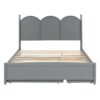 Queen Size Platform Bed With With 2 Big Drawers, Twin Long Size Trundle - Gray - Image 9