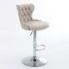Swivel Barstools Adjusatble Seat Height From 25-33", Modern Upholstered Chrome Base Bar Stools With Backs Comfortable Tufted For Home Pub And Kitchen Island - Beige - Image 3