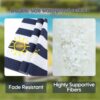 2 Piece High Back Chair Cushion Set Tufted Patio Or Rocking Chair Cushions For Garden Or Porch - Blue Stripe - Image 14
