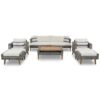 6 Pieces All Weather Sofa Set, Outdoor Rattan Sofa With Double Cushions, Wood Legs Wood Table Top - Beige / Gray - Image 10