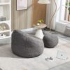 Bedding Bean Bag Sofa Chair High Pressure Foam Bean Bag Chair Adult Material With Padded Foam Padding Compressed Bean Bag With Footrest - Gray - Image 4