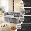 2 In 1 Foldable Sofa Plush Corduroy Sofa Convertible Floor Sofa Bed Deep Seating With Multi Functional Blanket Suitable For Living Rooms - Light Gray - Image 19