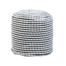 River - Handcrafted Water Resistant Cylindrical Pouf - White