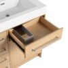 Original 60" Freestanding Bathroom Vanity With Double Resin Sink Soft Closing Doors & Drawers Plywood - Oak - Image 16