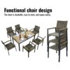 All Weather 7 Piece Patio Dining Table Set With Umbrella Hole - Brown / Gray - Image 4
