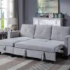 Nova - Velvet Reversible Sleeper Sectional Sofa With Storage Chaise - Light Gray - Image 4