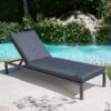 Modern Aluminum Chaise Lounge With Water Resistant Fabric Cushions - Dark Gray - Image 8