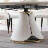 Fashion Modern Sintered Stone Dining Table With Multi Functional Retractable Design And 6 Chairs - Beige / White - Image 5