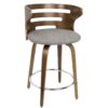 Cosini - Mid-Century Modern Fixed Height Counter Stool With Footrest With Swivel (Set of 2) - Walnut / Gray / Chrome - Image 3