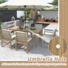 Patio Dining Set Outdoor Dining Table And Chair Set With And Removable Cushions For Patio, Backyard, Garden - Light Teak - Image 5