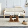Modern Rectangular Coffee Table With Tempered Glass Top - Natural Wood - Image 5