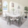 Fashion Modern Sintered Stone Dining Table With Multi Functional Retractable Design And 6 Chairs - Beige / White - Image 2