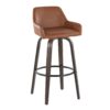 Daniella - Contemporary Fixed Height Barstool With Swivel With Round Footrest (Set of 2) - Walnut / Camel - Image 2