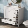Bathroom Vanity With Ceramic Sink Combo, Abundant Storage Cabinet -2 Soft-Close Doors And 5 Drawers - White - Image 3