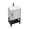 Modern Freestanding Bathroom Vanity With Ceramic Sink, Hot And Cold Faucet, 1 Door Cabinet & Open Iron Shelf, Magnesium Oxide And Iron Frame - White - Image 8