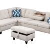 Alger - Wide Left Hand Facing Sofa & Chaise With Ottoman - Beige - Image 3