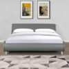 Queen Size Upholstered Platform Bed Frame, Curve Design, Wood Slat Support, No Box Spring Needed - Gray - Image 2