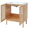 Bathroom Vanity Crafted From Natural Materials, Featuring Handmade Rattan Doors And Soft-Closing Mechanisms - Light Brown - Image 15