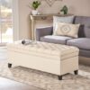 Juliana - Contemporary Storage Ottoman With Button Tufted Diamond Stitching - Beige - Image 2