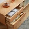 TV Cabinet With Chinese Changhong Glass Doors, Two Drawer Storage Space TV Standing - Natural - Image 2