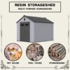 1 Resin Plastic Storage Shed For Backyard Garden With Spire Tool Storage - Black / Gray - Image 8