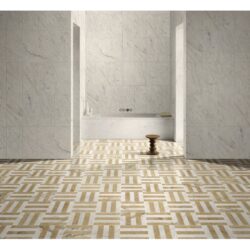 Elegant And Waterjet Polished Marble Tile For Floor And Wall Stone - White / Gold
