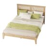 Queen Size Rubber Wooden, Solid Wooden Bed With Rattan Headboard, Enhanced By Support Feet - Natural - Image 14