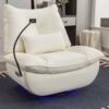270 Swivel Glider Recliner Chair, Power Recliner Rocking Chair, USB Port Charge For Nursery Chair With Atmosphere Lamp For Living Room Bedroom Apartment - White - Image 5