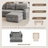 Chenille Modular Sectional Sofa, U Shaped Reversible Couch, Free Combination, 6 Seat Sleeper Sofa Bed With Ottoman, Convertible Oversized Indoor Furniture - Gray - Image 18