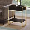 Accent Side Table, Storage Drawer, Contemporary & Modern - Brown / Gold - Image 5
