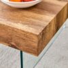 Style Square Coffee Table With Tempered Glass Legs Density Board Sticker - Natural Wood / Transparent - Image 13