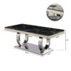 Luxury Modern Dining Table With 6 Chairs Marble Top Titanium Plated Base - Black - Image 3