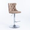 Swivel Velvet Barstools Adjusatble Seat Height From 25-33", Modern Upholstered Chrome Base Bar Stools With Backs Comfortable Tufted For Home Pub And Kitchen Island (Set of 2) - Khaki - Image 4