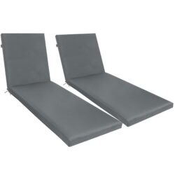 2 Piece Outdoor Chaise Lounge Cushion Set, Replacement Cushions For Patio Furniture - Gray