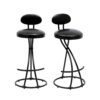 Bar Stools Upholstered Counter Height Barstools For Kitchen Island (Set of 2) Modern Leather Dining Chairs With Footrest - Black - Image 5